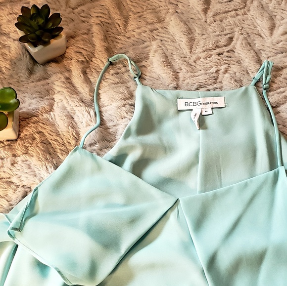 BCBGeneration Aqua Blue Hi Lo Slip Dress SZ M GUC - Picture 5 of 7